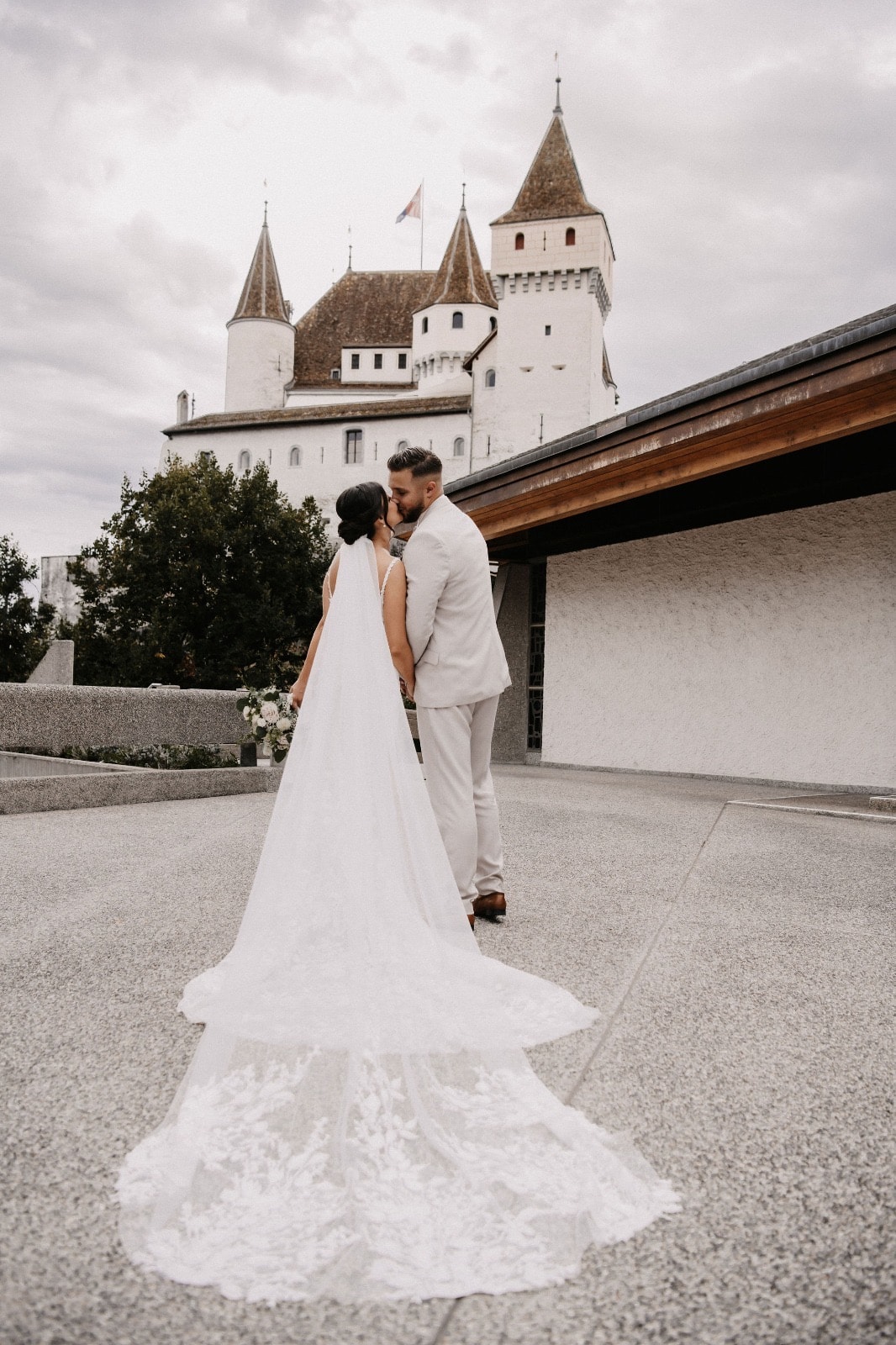 Destination wedding ceremony in a Provence lavender field